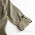 Army Green Sleeves Verstellbare Tencel Shirts